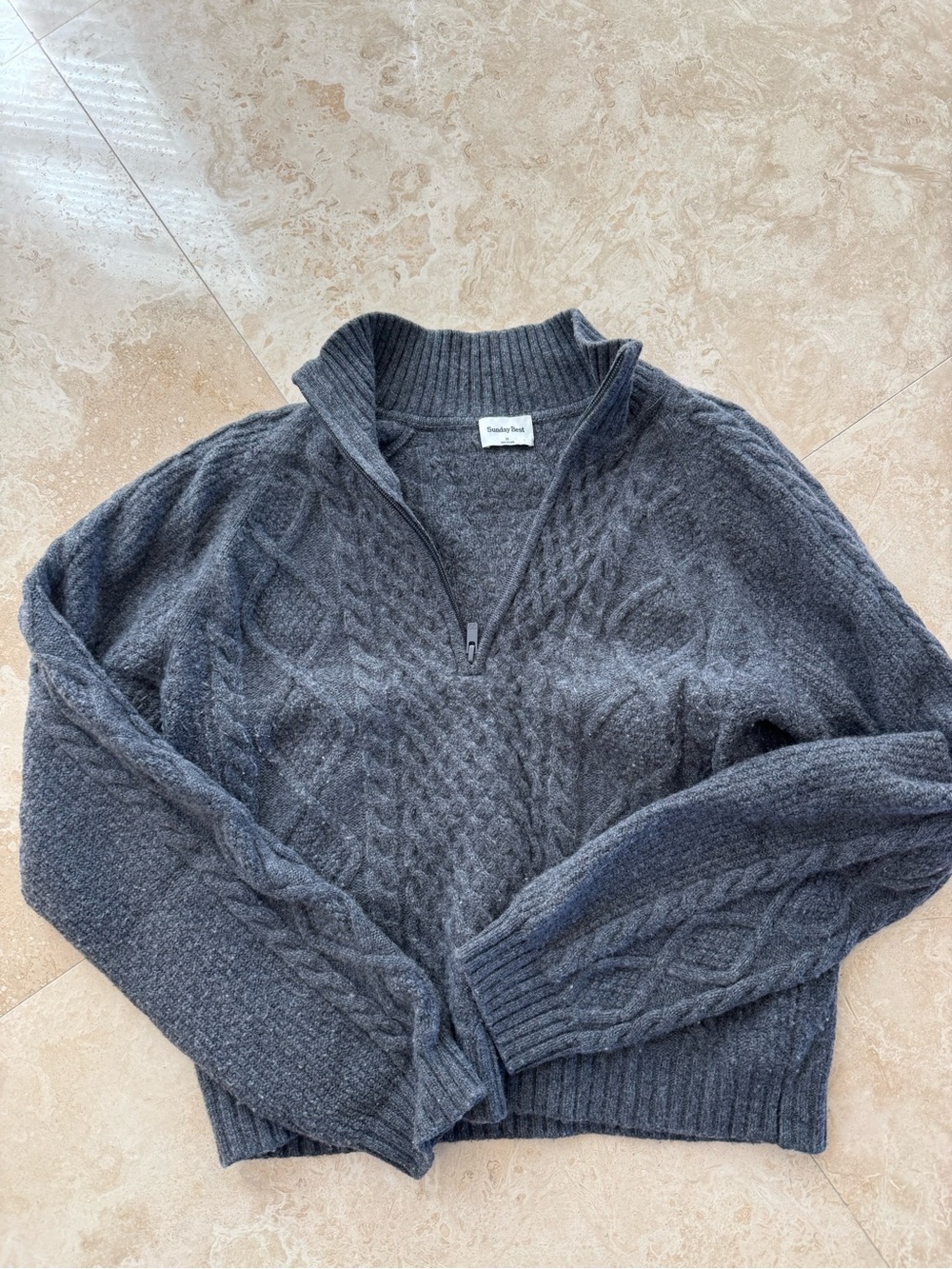 Sunday Best (Aritzia) cable-knit half-zip sweater
